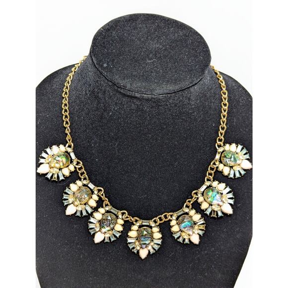 Women's Fashion Jewelry Statement Bib Necklace Opalescent - Picture 2 of 12